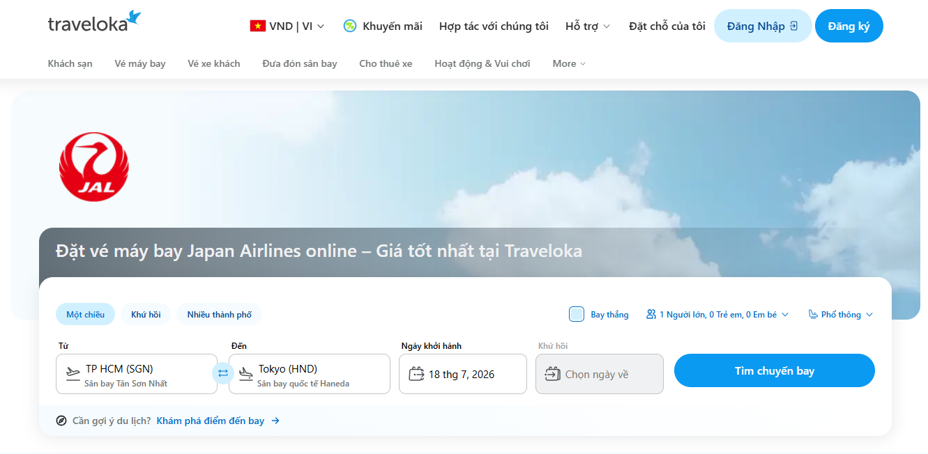 Hướng dẫn đặt vé Japan Airlines